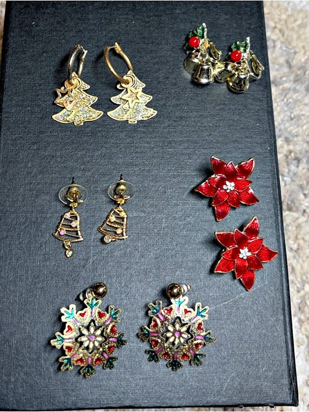 Holiday Earrings Sets- gold tone and red
